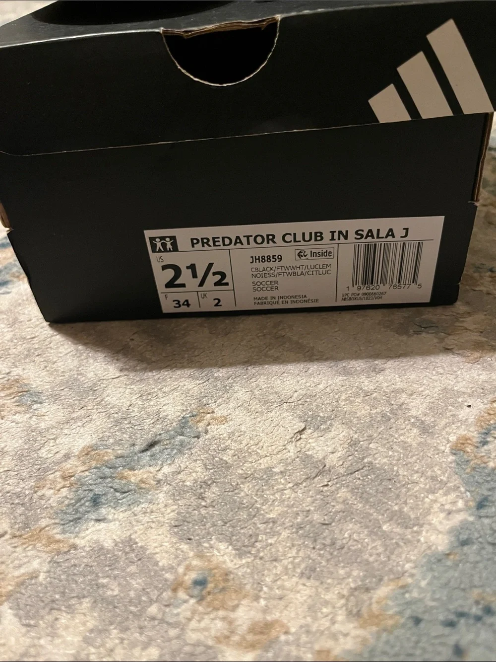 adidas Kids Black and White Predator Club Soccer Sneakers